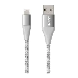 أنكر , كابل باورلاين بمدخل USB A إلى Lightning 6 أقدام ,فضي