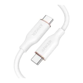سلك شاحن انكر باورلاين فلو الجيل الثالث من USB-C إلى USB-C بطول 1.8 م - أبيض