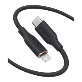 سلك شاحن انكر باورلاين فلو الجيل الثالث سيلكون من USB-C إلى ايفون 90سم أسود