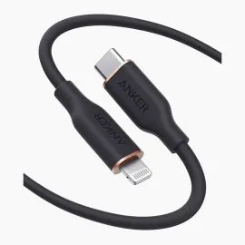 سلك شاحن انكر باورلاين فلو الجيل الثالث سيلكون من USB-C إلى ايفون 1.8م أسود