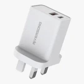 ريفرسونج شاحن حائط سريع الشحن أبيض