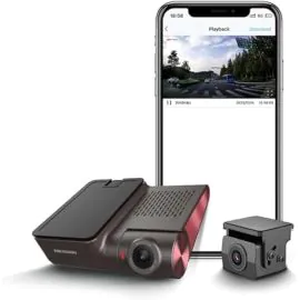 هيكفيجن، كاميرا سيارة أمامية وخلفية، 4K، عدسة واسعة، واي فاي وجي بي إس، أسود، G2Pro