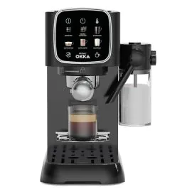 ارزوم اوكا صانعة إسبرسو نصف أوتوماتيكية بنظام حليب مدمج، 1.1 لتر، 1628 واط، أسود ونحاسي – OK0032-Chrome