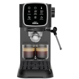 ارزوم اوكا صانعة إسبرسو نصف أوتوماتيكية مع فوهة بخار، سعة 1.1 لتر، 1628 واط، أسود وكروم – OK0034-Chrome