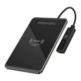 بروميت شاحن سلكي معدني رفيع بقوة 15 واط، أسود