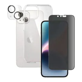 حافظة بانزر جلاس 3 في 1 لهاتف آيفون 2023 مقاس 6.1 بوصة للخصوصية 