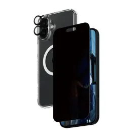 بانزرجلاس، 3 في 1، غطاء و واقي شاشة و عدسة، ايفون 16 بلس، تدعم الخصوصية  