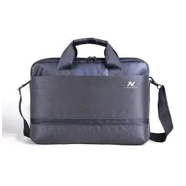 حقيبة لافينتو ، مع بطانة ناعمة وجلد صناعي أسود ونسيج أزرق غير لامع 15.6 بوصة