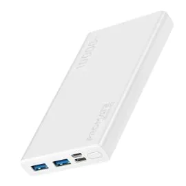 بروميت شاحن محمول سريع 10000 مللي أمبير، 2 أمبير، USB-C مزدوج، أبيض