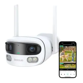 بوتسلاب، كاميرا ذكية خارجية دبليو 302، عدسة مزدوجة، ابيض