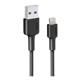  MFI سلك شاحن أوكي , نايلون ,  USB-A الى Lightning , أسود