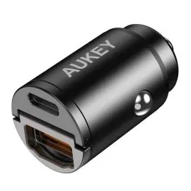 اوكي، شاحن سيارة نانو بي دي، 30 وات، منفذين يو اس بي ايه و يو اس بي سي ايه 3، فضي