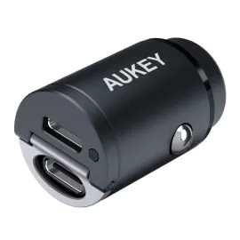 شاحن سيارة أوكي, PD Nano بقوة 30 واط بمنفذين منفذين USB-C A4,أسود