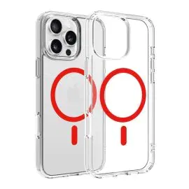 ديفايسد، غطاء ماج سيف ايفون 16 برو ماكس شفاف، احمر 