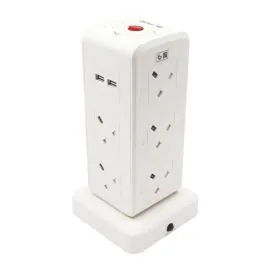 داتازون,  وصلة كهرباء 10 مخارج 4 منافذ يو اس بي 2 متر ,ابيض