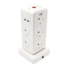 داتازون , وصلة كهرباء 10 مخارج 4 منافذ يو اس بي 5 متر ,ابيض