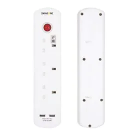 داتازون  ,وصلة كهرباء 3 مخارج مع 2 يو اس بي 5 متر ,ابيض