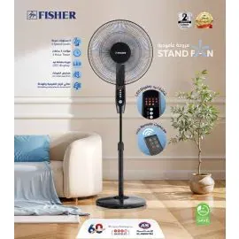 مروحة فيشر عمودية مع ريموت 3 سرعات 5 شفرات لون اسود FFS-R5B3S