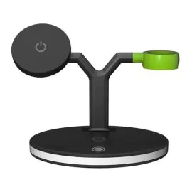 قوي شاحن لاسلكي، 3 في 1 ، أسود 