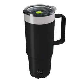 قوي , كوب من الفولاذ المقاوم للصدأ بمفبض , أسود 