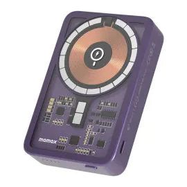 موماكس , باور بانك 10000 مللي أمبير في الساعة USB-C بقدرة 20 وات بقدرة 15 وات , بنفسجي