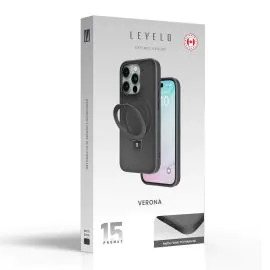 ليفيلو , حافظة فيرونا لهاتف آيفون 15 برو ماكس ,أسود مطفي