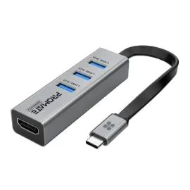 بروميت , موصل عالي الوضوح يوس بي إلى اتش دي ام أي مع 3 مداخل يوس بي , رمادي