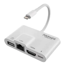 موزع الوسائط المتعددة 4 في 1 من بروميت مع موصل Lightning باللون الأسود