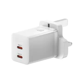 باسيوس، شاحن حائط GaN 5 برو، منفذين نوع سي، 40 واط، ابيض