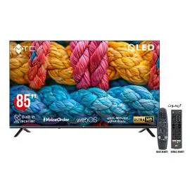 تلفزيون MTC QLED UHD مقاس 85 بوصة، بنظام تشغيل WebOS الذكي مع جهاز استقبال مدمج، يتضمن حامل جداري – QMT85UH800WOS