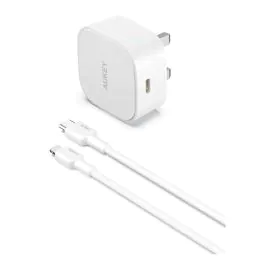 رأس شاحن جداري أوكي 20 واط، مع سلك لايتينج MFI USB-C بطول 1.2 متر، أبيض   