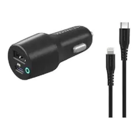 باورلوجي , شاحن سيارة ثنائي المنفذ بقدرة 32 وات ومخرج USB-A بقوة 12 وات , أسود