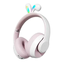 بورودو، سماعة رأس ساوندتيك ENC للأطفال، شكل أرنب، وردي