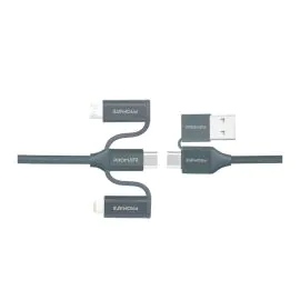 بروميت , كابل 6 في 1 هجين متعدد الوصلات، 60 وات، 1.2 متر، رمادي