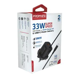 بروميت شاحن حائط فائق السرعة بقوة 33 واط، USB-C، أسود