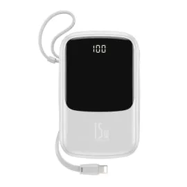 باسوس، باور بانك , 10000 مللي , شاشه عرض رقميه 3 أي  , أبيض