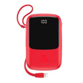 باسوس، باور بانك , 10000 مللي , شاشه عرض رقميه 3 أي  , أحمر