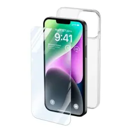 مجموعة كفر حماية مرنة و زجاج حماية للشاشة ايفون 14 شفاف