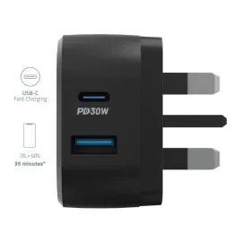 باورولوجي, شاحن حائط فائق مزدوج الشحن سريع , أسود