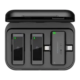 باورولوجي، ميكروفون لاسلكي مزدوج التوصيل x2Mic 2000mAh، اسود