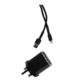 شاحن ريتشي جداري، KIT type- USB , لايتنج أسود 