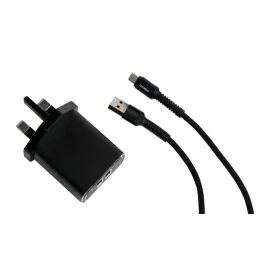 ريتشي, شاحن حائط , بمدخل USBو Micro  ,أسود