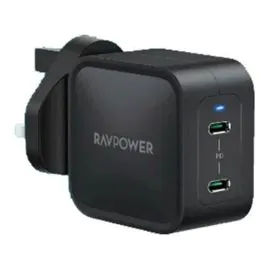 راف باور , شاحن سريع بمنفذين بقدرة 40 واط , أسود 