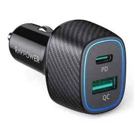 راف باور شاحن سيارة، 49 واط، مدخلين، أسود