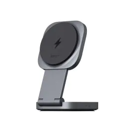 اوكي، شاحن لاسلكي مغناطيسي 2 في 1 قابل للطي، 15 واط, رمادي