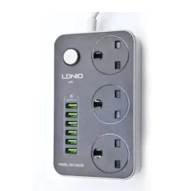 لدينو توصيلة كهربائية 3 مقابس طاقة 3250وات 6 منافذ يو اس بي 13 أمبير 17 وات 2 متر