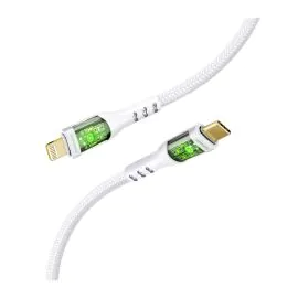 كابل بروميت 27 واط من USB-C إلى Lightning، شفاف، 1.2 متر، أبيض