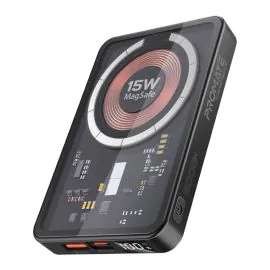 بروميت , باور بانك لاسلكي شفاف بقدرة 5000 مللي أمبير في الساعة ماجسيف ,أسود