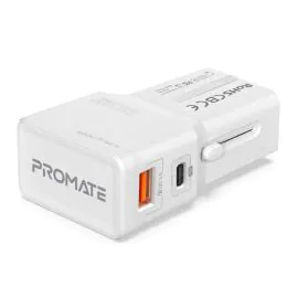 محول السفر بروميت سليك العالمي بقوة 20 واط، شحن سريع، أبيض