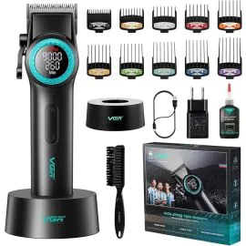 ماكينة حلاقة VGR لاسلكية للرجال مع إضاءة LED، أسود – V-001BK